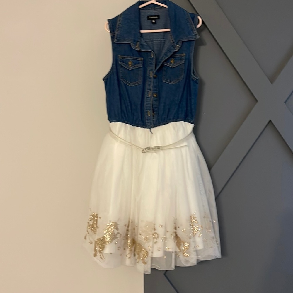 Denim and horse dress with belt